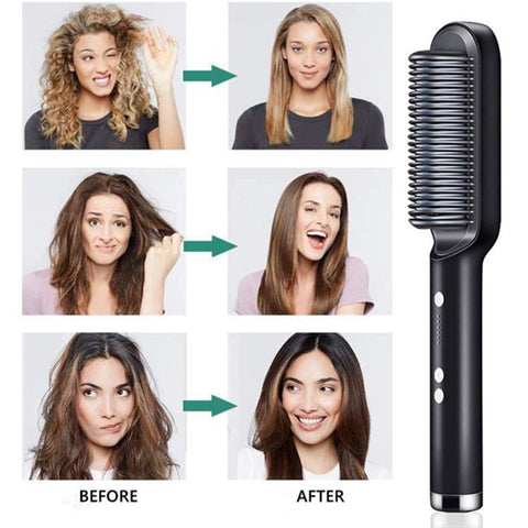 Hair straightener with massager